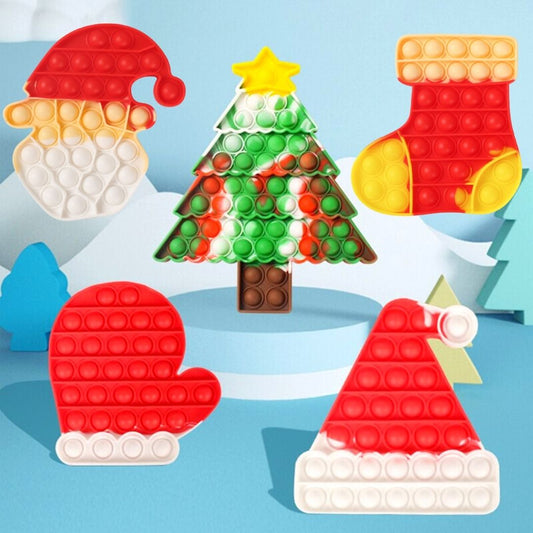 Christmas 5 x Combo Pop It ( Christmas Tree, Socks, Golves, Hat and Satan Claus) - Christmas Pop it Fidget Toys Push Bubbles